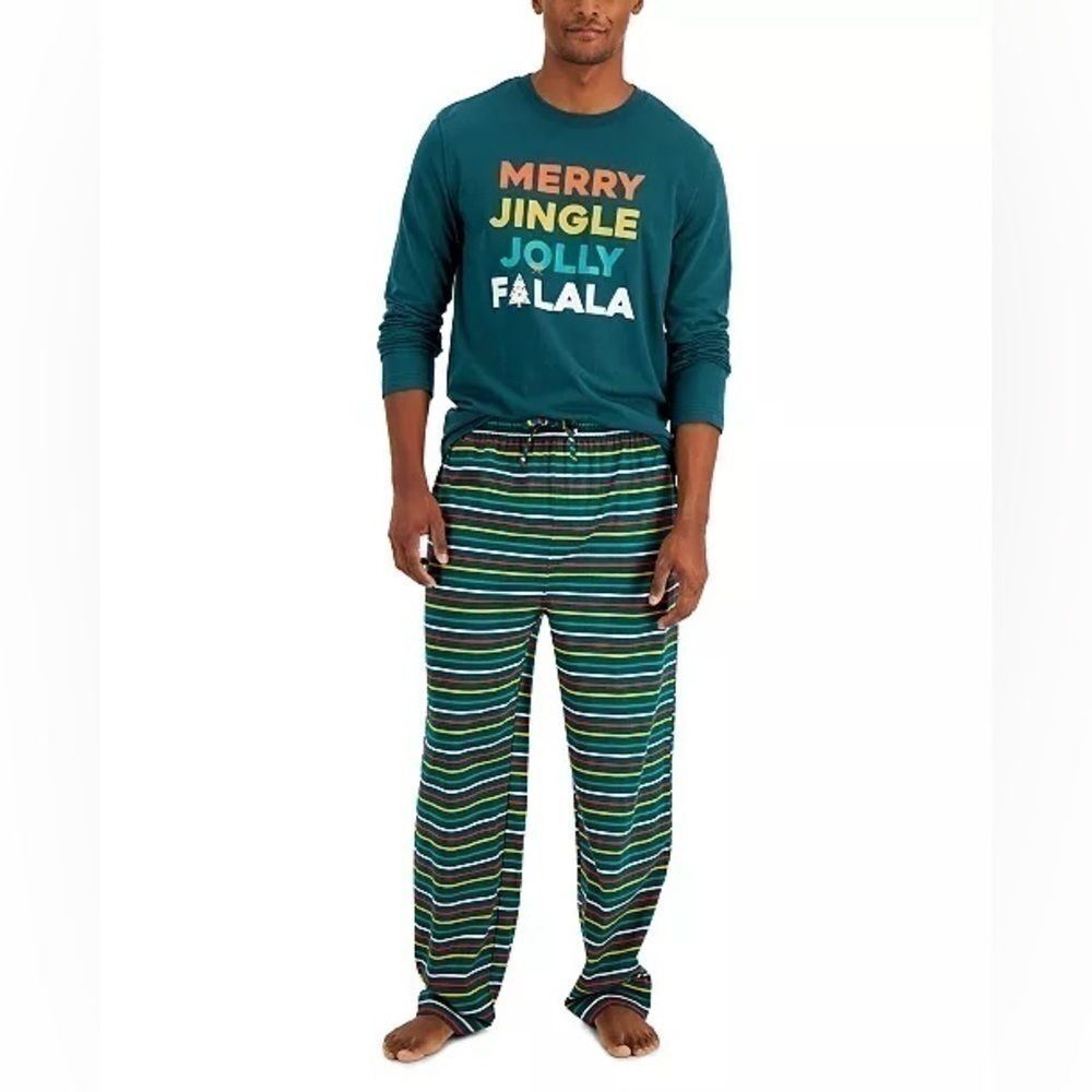 FAMILY PAJAMAS Matching Men's Merry Jingle Mix It Family Pajama Set, New M